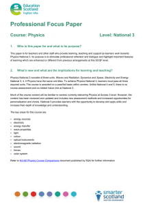 Professional Focus Paper  Course: Physics Level: National 3