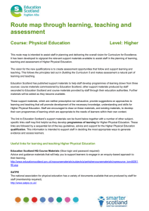 Route map through learning, teaching and assessment  Course: Physical Education