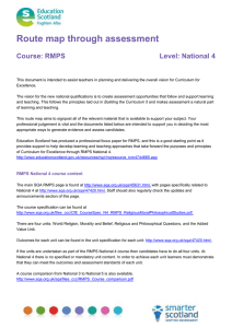 Route map through assessment  Course: RMPS Level: National 4