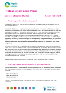 Professional Focus Paper  Course: Classical Studies Level: National 5