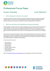 Professional Focus Paper  Course: Chemistry Level: National 3