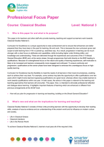 Professional Focus Paper  Course: Classical Studies Level: National 3