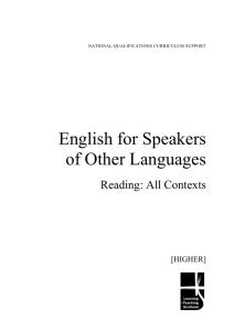 English for Speakers of Other Languages Reading: All Contexts