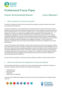 Professional Focus Paper  Course: Environmental Science Level: National 4