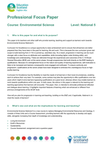 Professional Focus Paper  Course: Environmental Science Level: National 5