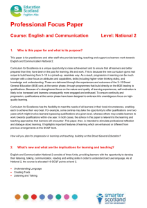 Professional Focus Paper  Course: English and Communication Level: National 2