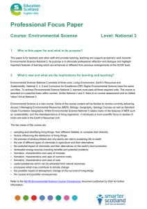 Professional Focus Paper  Course: Environmental Science Level: National 3