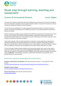 Route map through learning, teaching and assessment  Course: Environmental Science