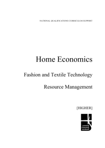 Home Economics Fashion and Textile Technology  Resource Management