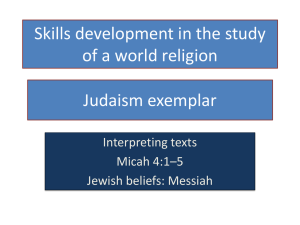 Skills development in the study of a world religion Judaism exemplar Interpreting texts