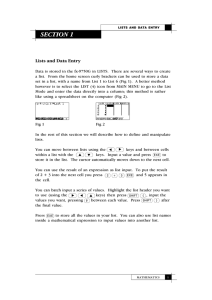 SECTION 1 Lists and Data Entry