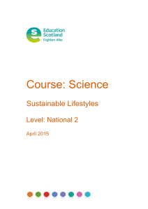 Course: Science  Sustainable Lifestyles Level: National 2