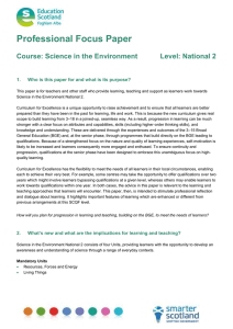 Professional Focus Paper  Course: Science in the Environment Level: National 2