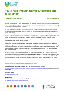 Route map through learning, teaching and assessment  Course: Sociology