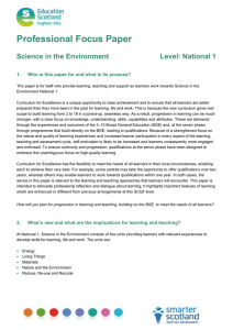 Professional Focus Paper  Science in the Environment Level: National 1