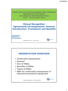 Mutual Recognition Agreements/Arrangements: General Introduction, Framework and Benefits