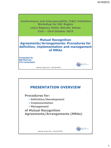 Mutual Recognition Agreements/Arrangements: Procedures for definition, implementation and management of MRAs