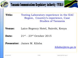 Tanzania Communications Regulatory Authority  (TCRA)  Title: Venue: