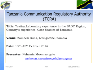 Tanzania Communication Regulatory Authority (TCRA)  Title:
