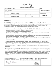 Senate Bill 1440 was signed by the governor on September... community colleges to develop new associate degrees, “associate degrees for... January 10, 2011