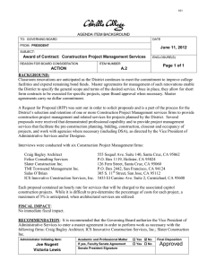 June 11, 2012 Award of Contract:  Construction Project Management Services