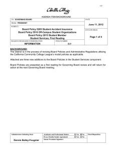 June 11, 2012 Board Policy 5205 Student Accident Insurance