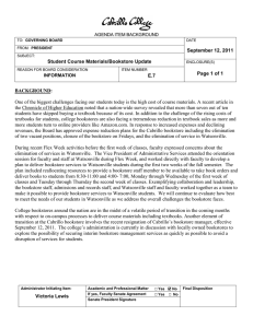 September 12, 2011 Student Course Materials/Bookstore Update Page 1 of 1