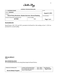 August 6, 2012 Board Policy Revisions, Student Services, Second Reading  ACTION