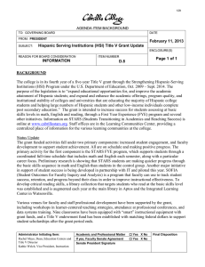 February 11, 2013 Hispanic Serving Institutions (HSI) Title V Grant Update