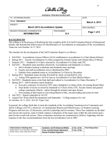 The college is in the process of finalizing the first... March 4, 2013 March 2013 Accreditation Update