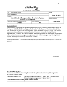 June 10, 2013 Administrative/Management Job Description Update: Director of Allied Health