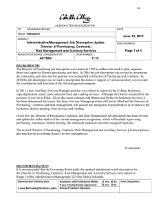 June 10, 2013 Administrative/Management Job Description Update: Director of Purchasing, Contracts,