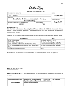 June 10, 2013 Board Policy Revisions:  Administrative Services, Second Reading