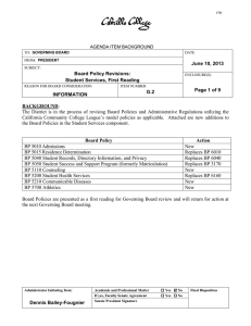 June 10, 2013 Board Policy Revisions: Student Services, First Reading