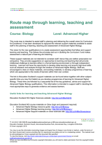 Route map through learning, teaching and assessment