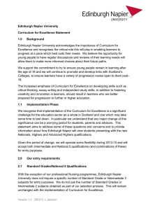 Edinburgh Napier University Curriculum for Excellence Statement 1.0