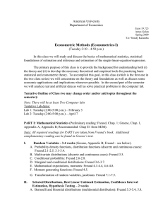 Econometric Methods (Econometrics-I)