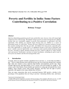 Poverty and Fertility in India: Some Factors Brittany Traeger