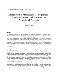 Deforestation in Madagascar: Consequences of Population Growth and Unsustainable Agricultural Processes