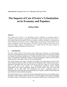 The Impacts of Cote d’Ivoire’s Urbanization on its Economy and Populace