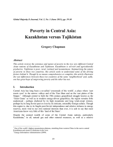Poverty in Central Asia: Kazakhstan versus Tajikistan Gregory Chapman