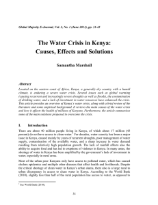 The Water Crisis in Kenya: Causes, Effects and Solutions Samantha Marshall