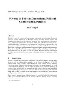 Poverty in Bolivia: Dimensions, Political Conflict and Strategies Eliza Morgan