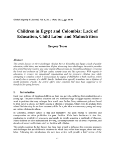 Children in Egypt and Colombia: Lack of Gregory Tenor