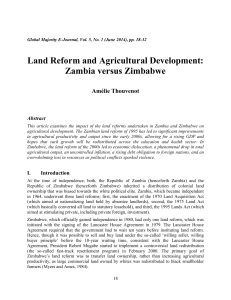 Land Reform and Agricultural Development: Zambia versus Zimbabwe Amélie Thouvenot