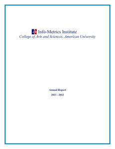 Info-Metrics Institute College of Arts and Sciences, American University Annual Report