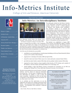 Info-Metrics Institute College of Arts and Sciences, American University Fall 2010 Newsletter
