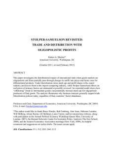 STOLPER-SAMUELSON REVISITED: TRADE AND DISTRIBUTION WITH OLIGOPOLISTIC PROFITS