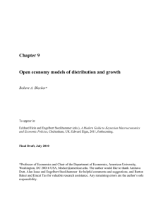 Chapter 9 Open economy models of distribution and growth Robert A. Blecker
