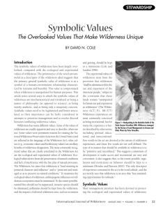 Symbolic Values The Overlooked Values That Make Wilderness Unique STEWARDSHIP Introduction